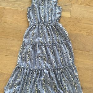 MELLODAY Blue Tiered Ruffled Halter Sundress